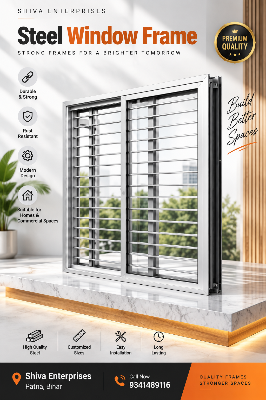 Premium Steel Window Frame in Patna