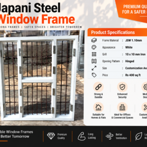 Premium Japani Steel Window Frame with Iron Grill – Patna